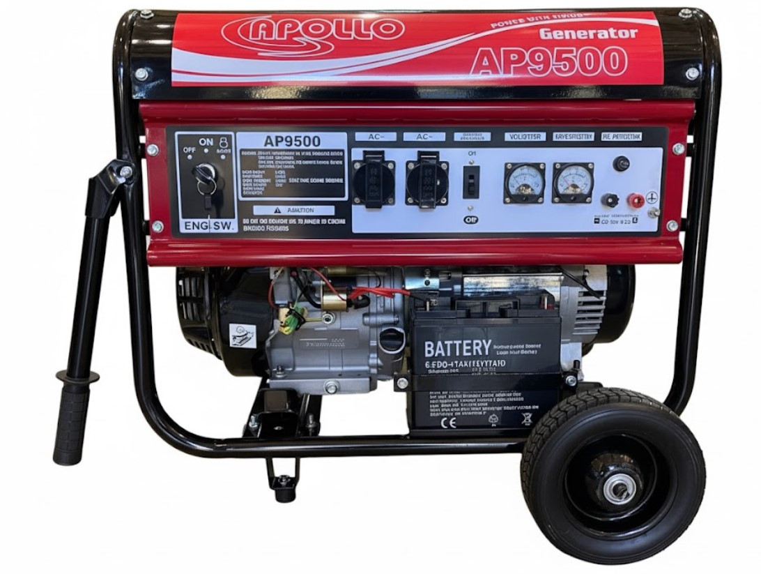 Однофазний бензиновий генератор на колесах AP9500 5.5 кВт з електростарером, фото 1