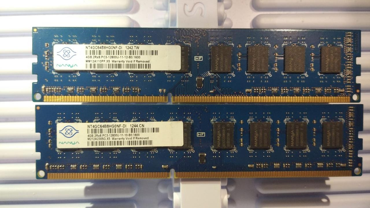 8GB 2x4GB DDR3 1600MHz Nanya PC3 12800U 2Rx8 RAM Оперативна пам'ять NT4GC64B8HG0NF-DI, фото 1