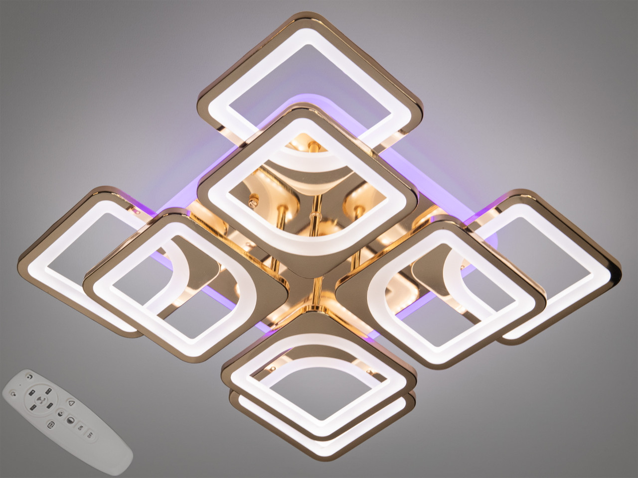 Стельова люстра Diasha з димером і кольоровою LED-підсвіткою 130W HS8060/4+4G LED 3color dimmer