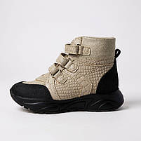 Дитячі утеплені шкіряні ортопедичні черевики на липучках 40 р, фото 3