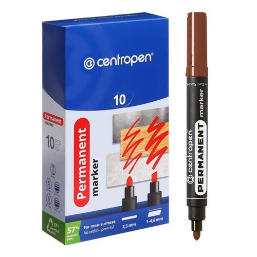 Маркер перманентний товстий коричневий круглий Centropen 8566, фото 1