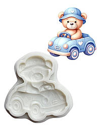 Силіконовий молд для шоколаду, зефіру та ін  "Ведмедик на авто-1 (перед)"