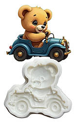 Силіконовий молд для шоколаду, зефіру та ін  "Ведмедик на авто-2 (перед)"