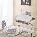 Дитяча парта для школяра з лампою та сидінням Spoko SP-09 сіра, фото 3