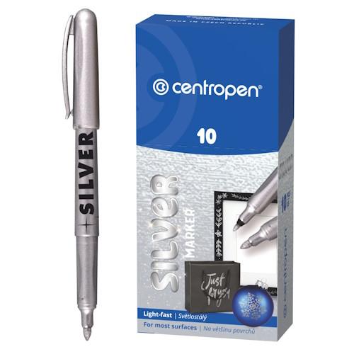 Маркер перманентний тонкий срібний 1,5-3мм Centropen 2690, фото 1