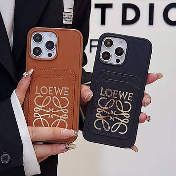 Чохол на айфон шкіряний зі вставкою з натуральної шкіри "L"