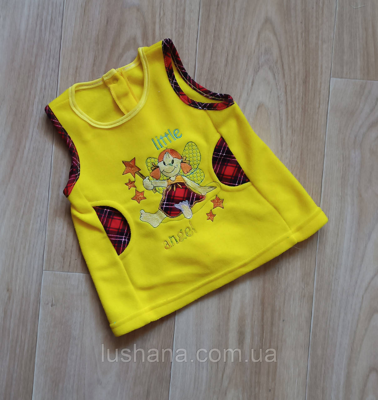 Теплий сарафан з вишивкою / фліс / р.74, 6-9 міс. / на дівчинку / можна носити як жилет, фото 1