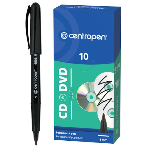 Маркер чорний для дисків CD/DVD 1мм Centropen 4606, фото 1