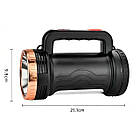 Ручний ліхтар із сонячною батареєю акумуляторний LED+COB з бічною лампою кемпінговий ліхтар, фото 4