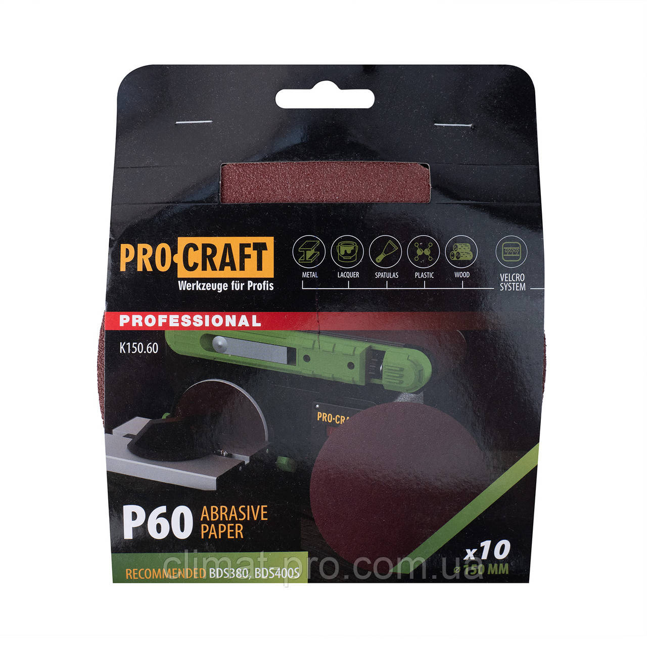 Круг шліфувальний самозачепний Procraft K150.60 UNIVERSAL (набір 10 шт.), фото 1