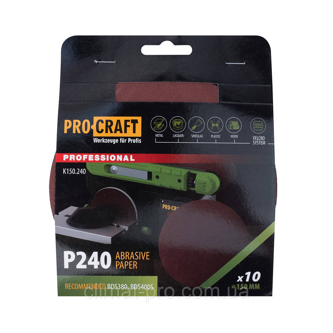 Круг шліфувальний самозачепний Procraft K150.240 UNIVERSAL (набір 10 шт.), фото 1