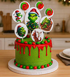 Цукрова прикраса для кондитерських воробів "Солодке Різдво з Грінчем"