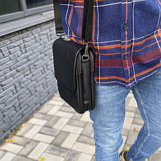 Чоловіча сумка через плече месенджер з натуральної шкіри 6 відділень RKRT 24 × 20 × 6, фото 2