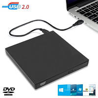 Пристрій (USB) DVD+/-RW Maiwo K520B-D, зовнішній, USB 2.0, BOX, чорний, DVD-RAM, 24x