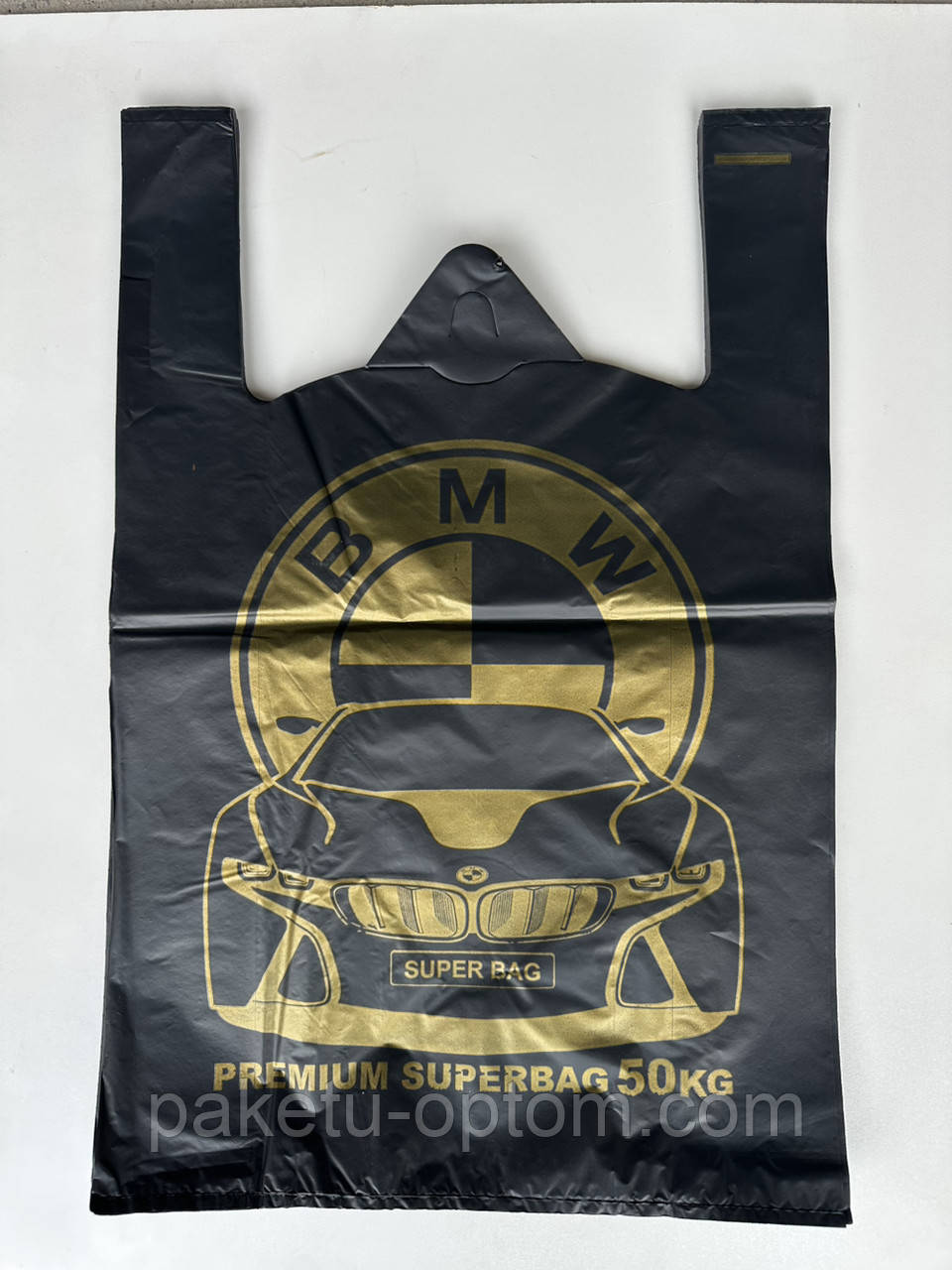 Пакет-майка з малюнком BMW чорні 38*58 см, фото 1