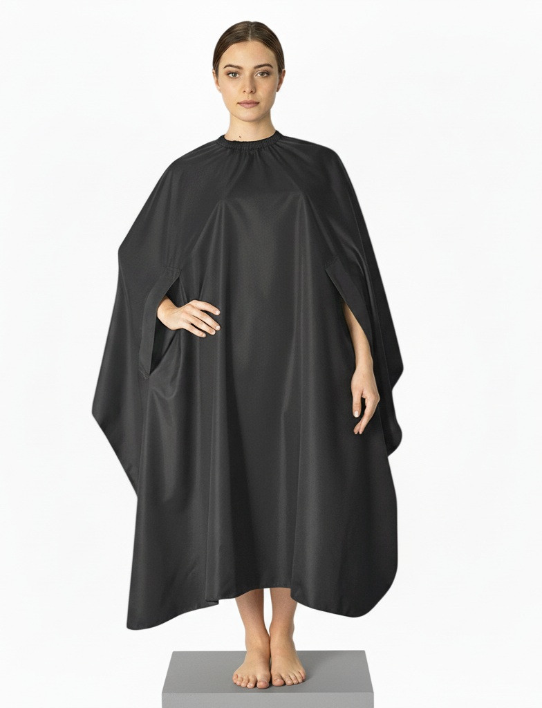 Пеньюар перукарський чорний PROFLINE для стрижки волосся із прорізними рукавами з плащової тканини 145×145 см. Арт 2456, фото 1