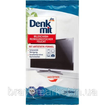 Вологі серветки Denkmit для чищення екранів (дисплеїв)  20 шт, фото 1