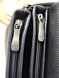 Чоловіча шкіряна сумка Hugo Boss black lux, фото 4
