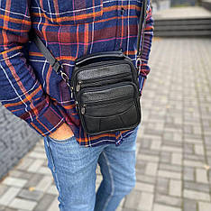 Чоловіча сумка через плече барсетка месенджер з натуральної шкіри Rich mini