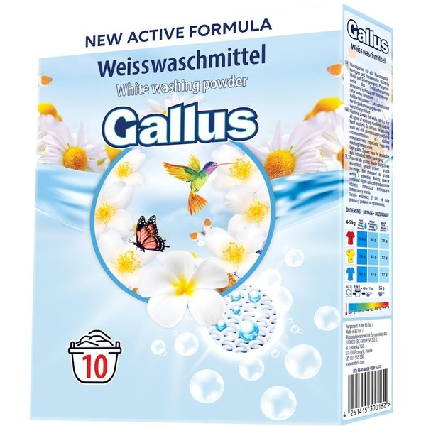 Пральний порошок для білого Gallus White 600 г 10 прань Порошок для білого Пральний порошок для білизни