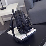 Рюкзак жіночий Nevenka шкіряний маленький з заклепками (чорний), фото 4