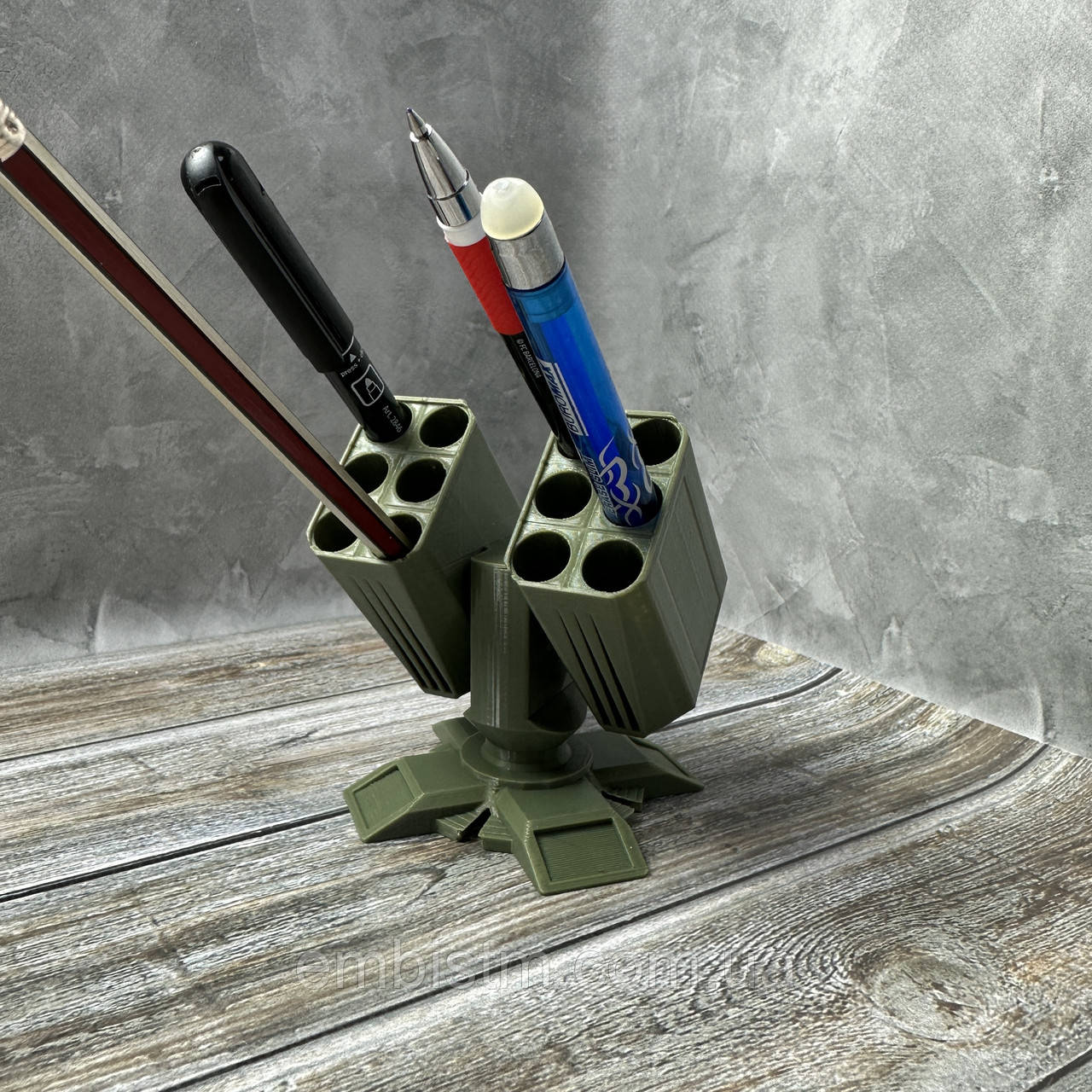 Підставка органайзер для ручок у формі ПВО Ракетна турель Пенал для олівців маркерів мілітарі, фото 1