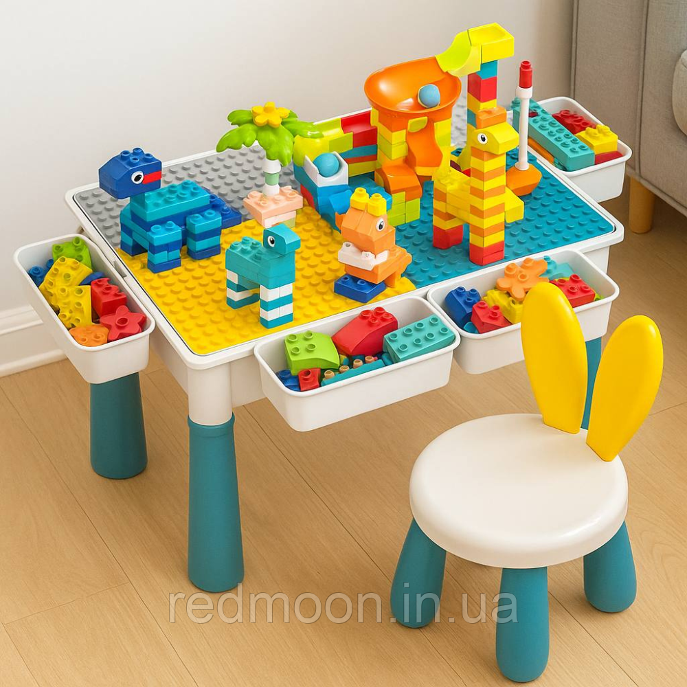 Дитячий стіл-конструктор з органайзером, 104 деталі / Ігровий стіл для дітей / Стіл-конструктор ігровий, фото 1