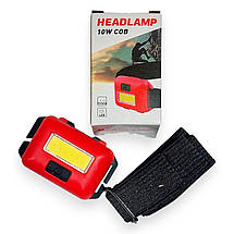Ліхтар на чоло світлодіодний T89 COB 10W на батарейках (3хААА не комплектується), фото 4