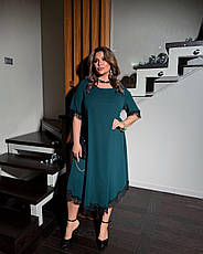 Зелене красиве плаття а-подібного силуету батал, фото 3