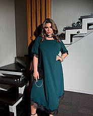 Зелене красиве плаття а-подібного силуету батал, фото 4