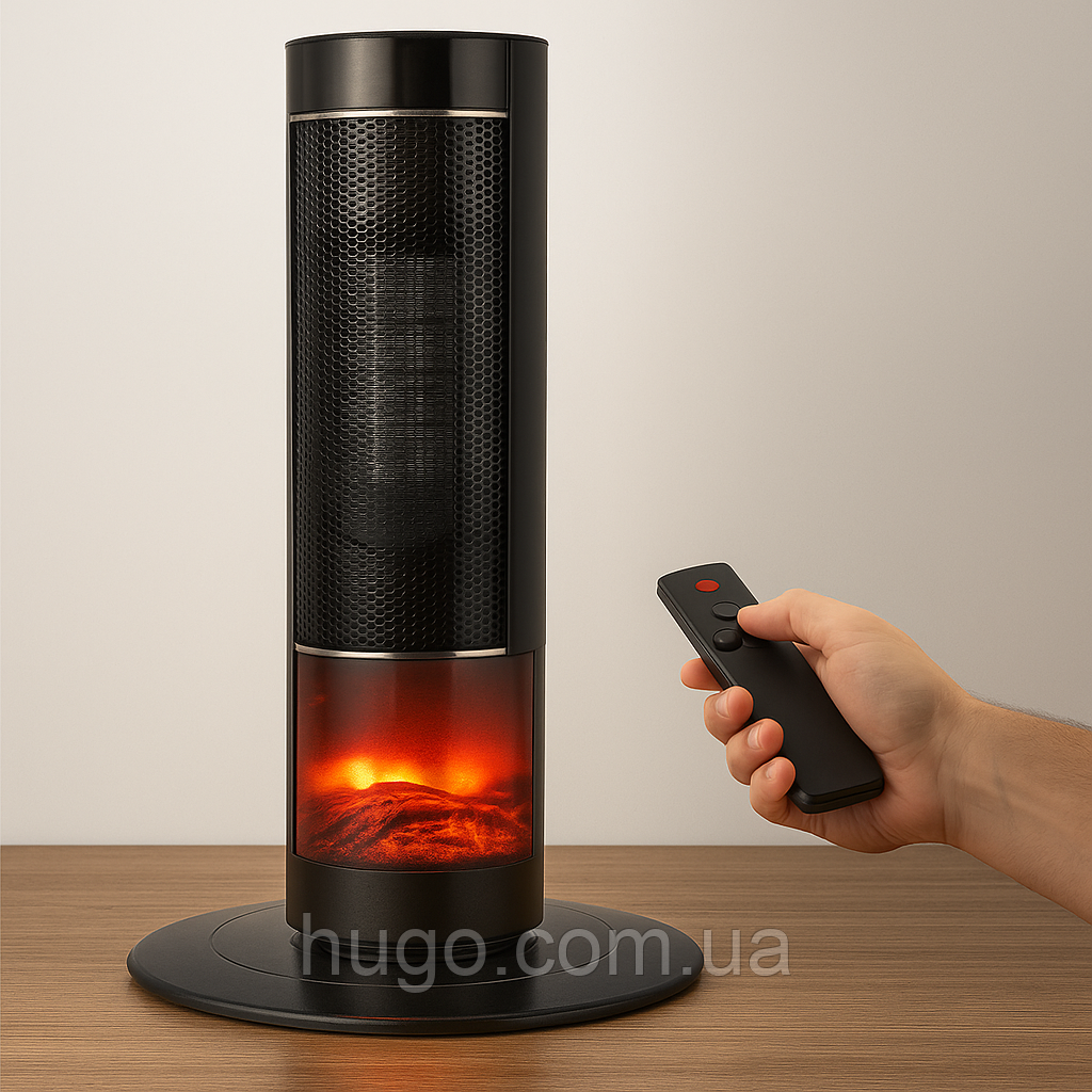 Потужний обігрівач для підлоги з пультом, 2000 Вт, для площі до 20 м² / Електричний обігрівач / Електрообігрівач / Тепловентилятор, фото 1