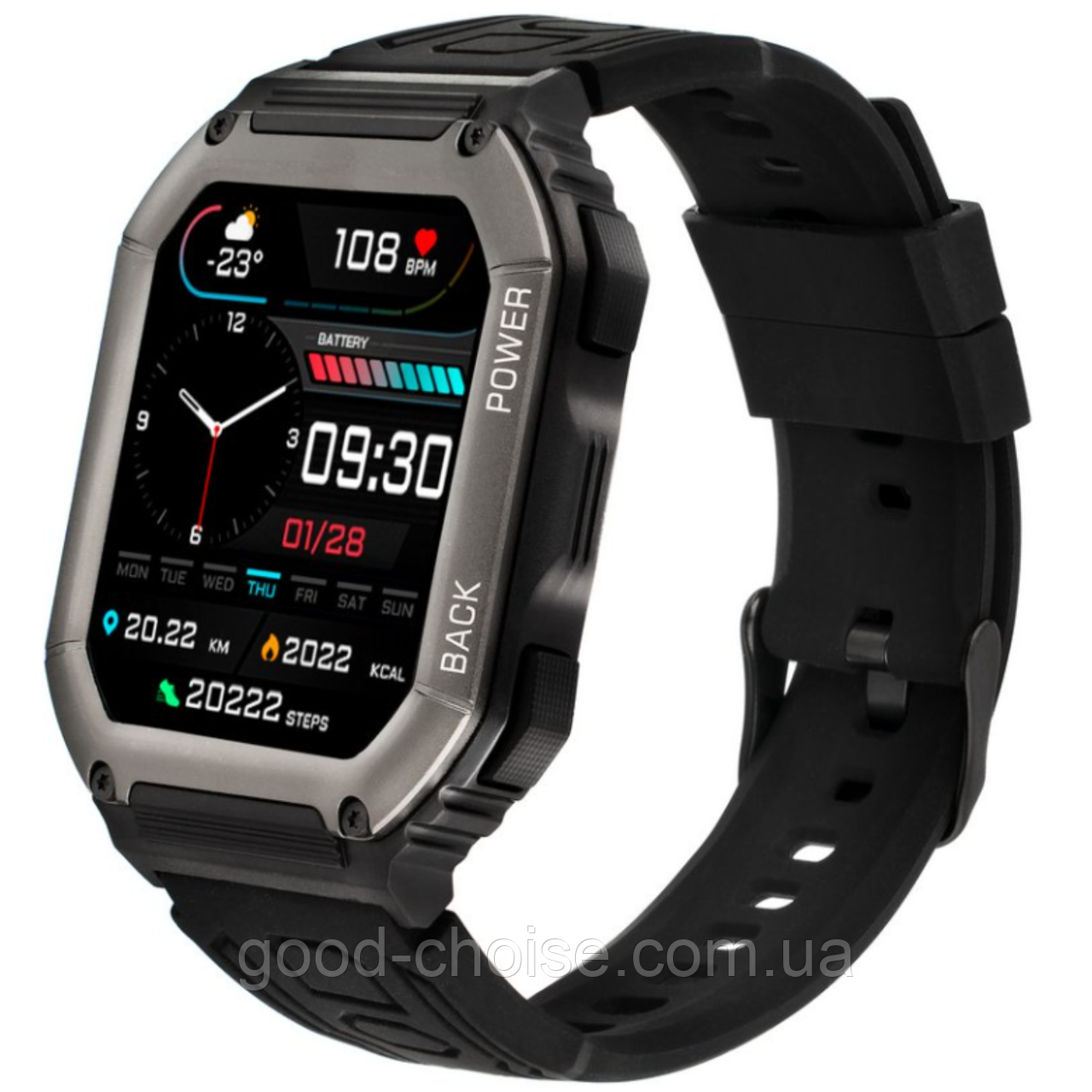 Смарт-годинник Gelius Tactical Navy GP-SW007 Black / Розумний годинник / Наручний годинник, фото 1