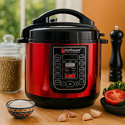 Мультиварка 4,5л, 14 програм, 1200Вт, Hoffmans HM-716, Червоний / Електрична мультиварка-скороварка