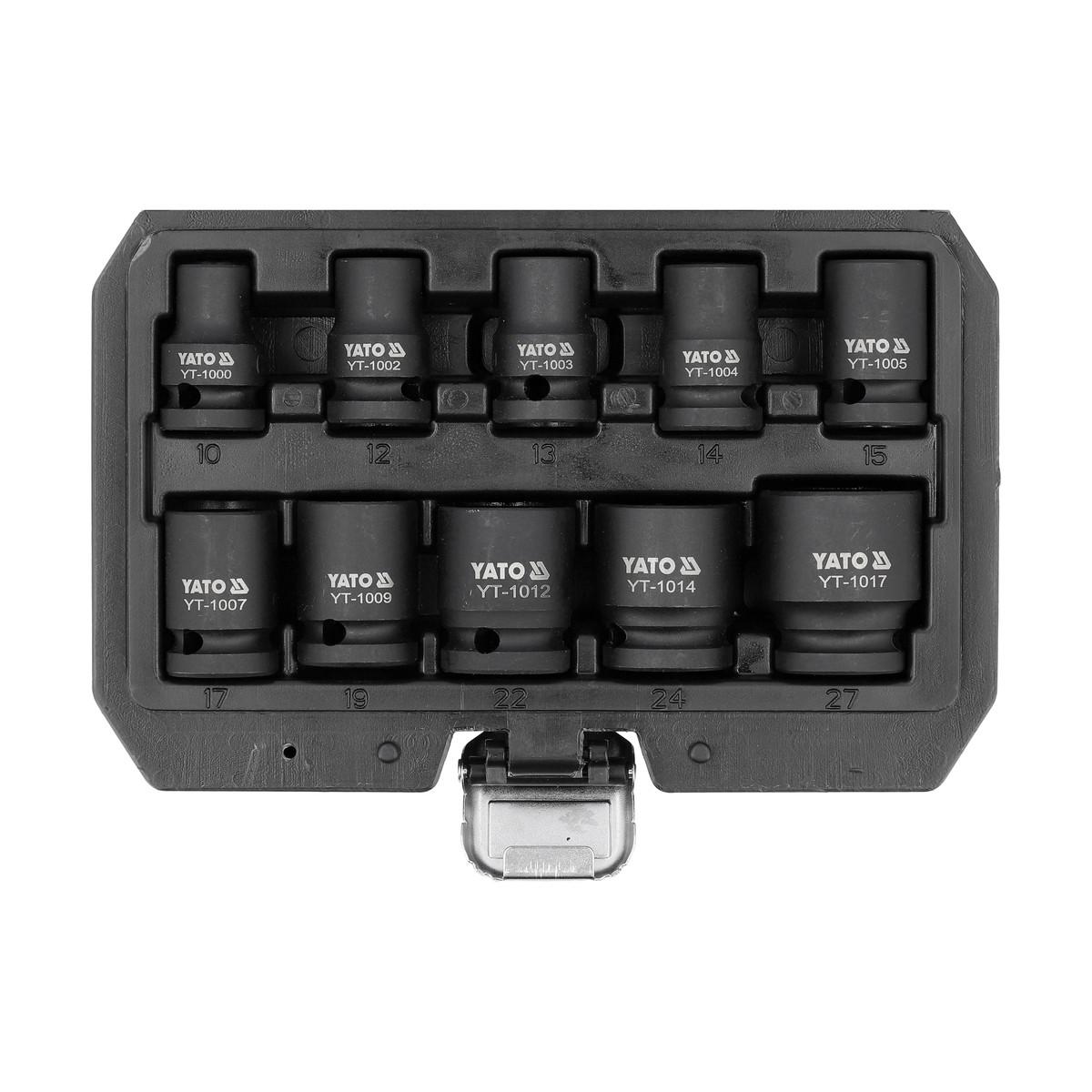 Набір ударних торцевих головок 6-гранних з квадратом 1/2" (10- 27 мм) 10 шт. Yato YT-10252, фото 1