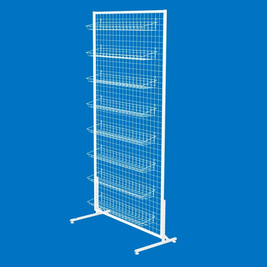Стійка-сітка 100х200 з кошиками 85х15 (8 штук), біла