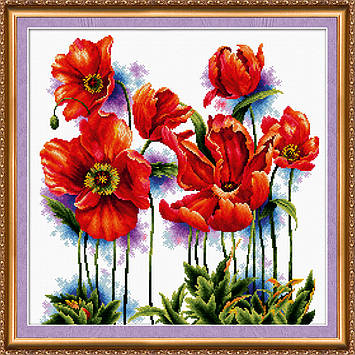 Набір для вишивання хрестиком Абрис Арт Яскраво-червоні маки AH-002