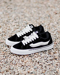 Утеплені кеди Vans Knu Skool чорно-білі — замшеві, зимові на хутрі