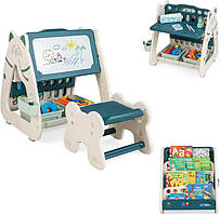 Комплект - дитячий мольберт 3-в-1 з крісельцем, зеленого кольору