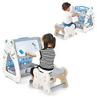 Дошка для письма та малювання + крісельце для дітей від 1 року, голубого кольору