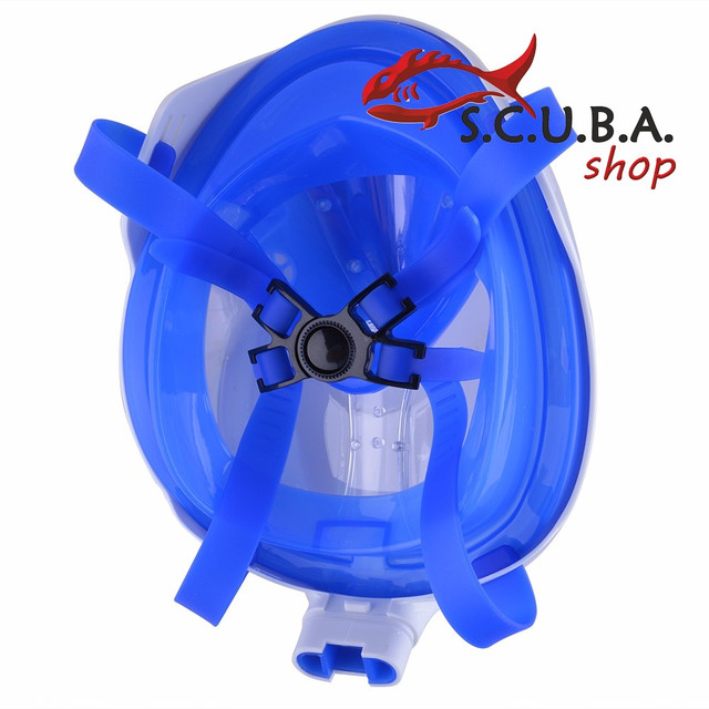 Повна маска для снорклінга SCUBA+ кріплення GO PRO, розмір S/M, біло-синій колір