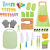 Кухонный набор с костюмом повара для детей (зелёный)