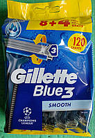 Gillette Blue 3 Smooth станки для гоління одноразові 12 штук