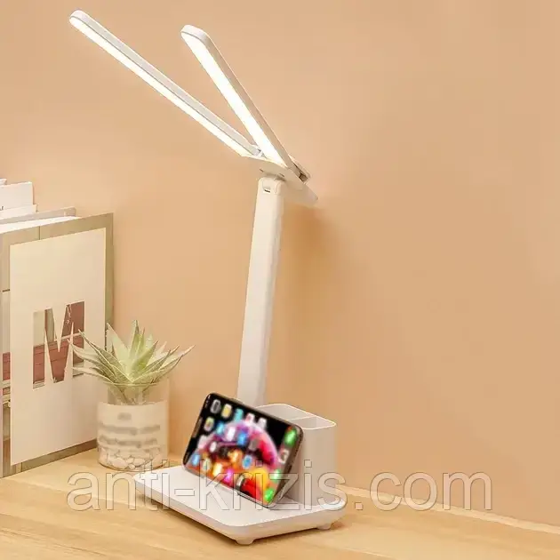 Настільна LED-лампа BL-A8 з акумулятором 18650 і тримачем для телефона