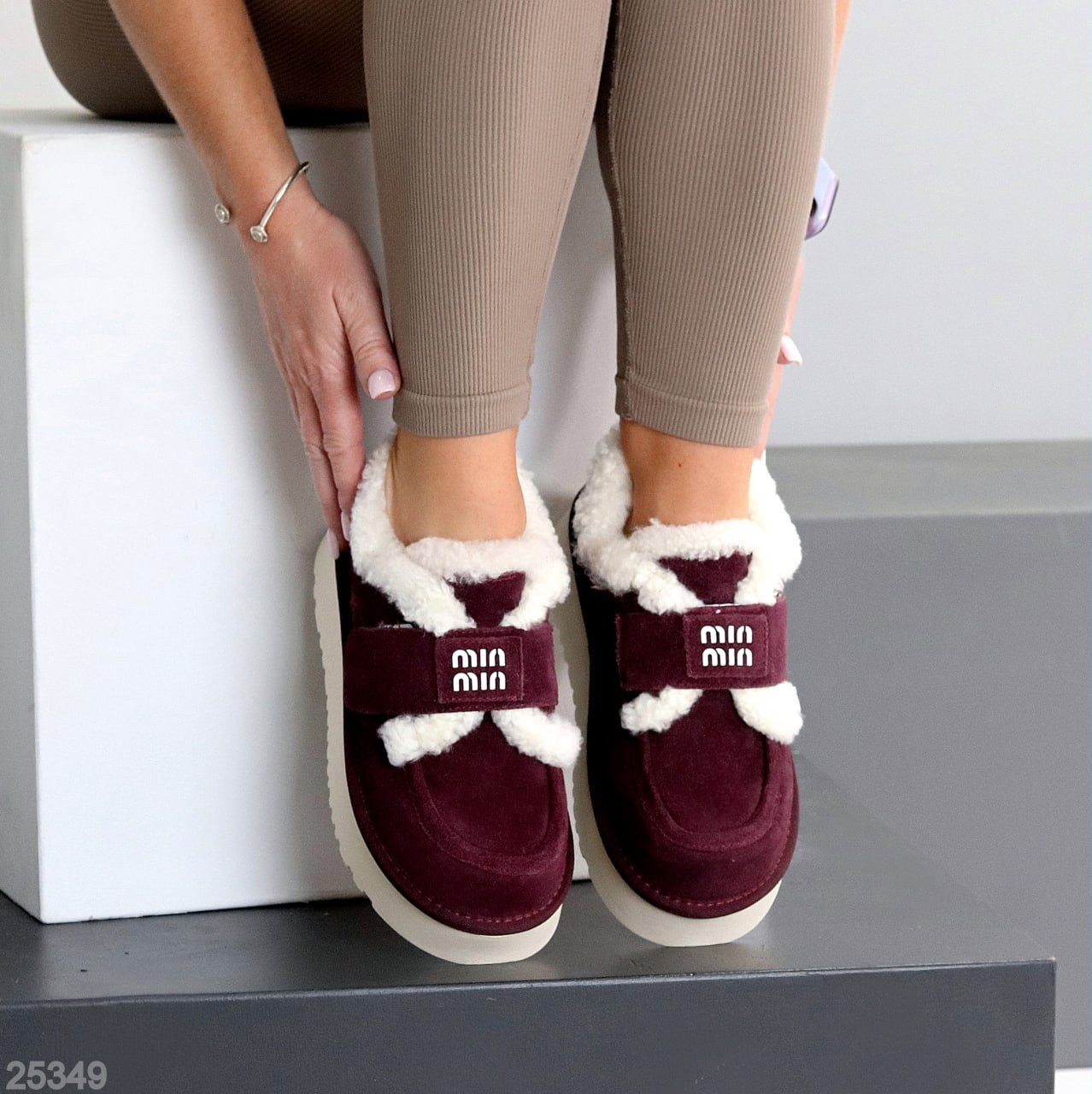 Жіночі угги автоледі, жіночі сноубутси, бордові жіночі угги, замшеві угги на високій підошві, фото 1