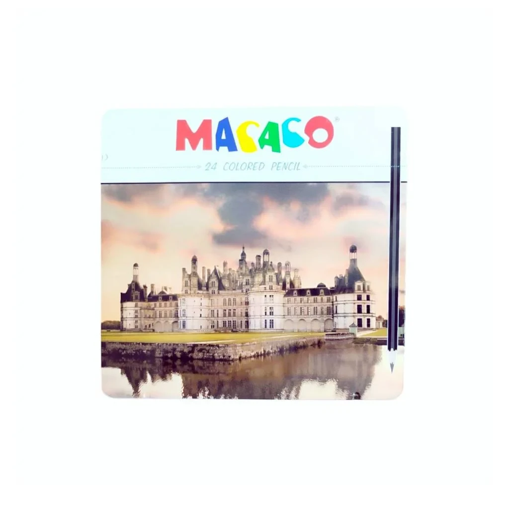 Олівці кольорові Mal. "Masaco" 24штуки №762145 у металевій коробці, фото 1