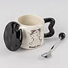 Чашка керамічна Котик з кришкою та ложкою 350 мл в асортименті, фото 4