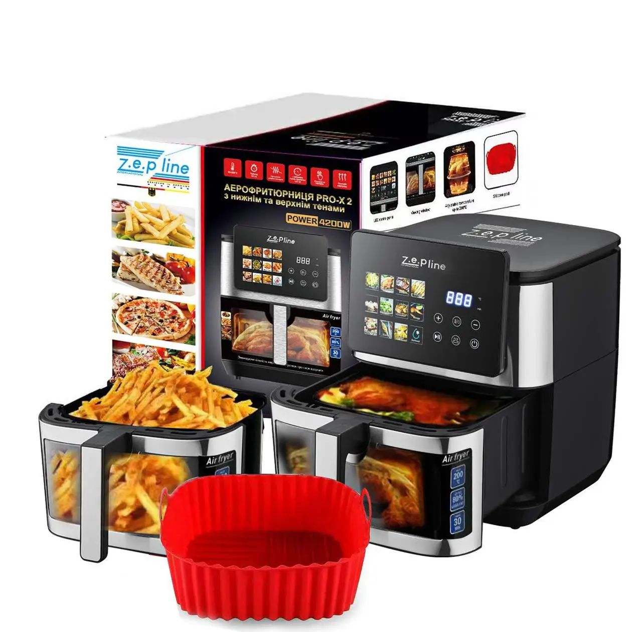 Мультипіч-аерофритюрниця Zepline 12 л (4200 Вт) з функцією "Візуальний Шеф" та глибокою чашею 8.8 л, фото 1