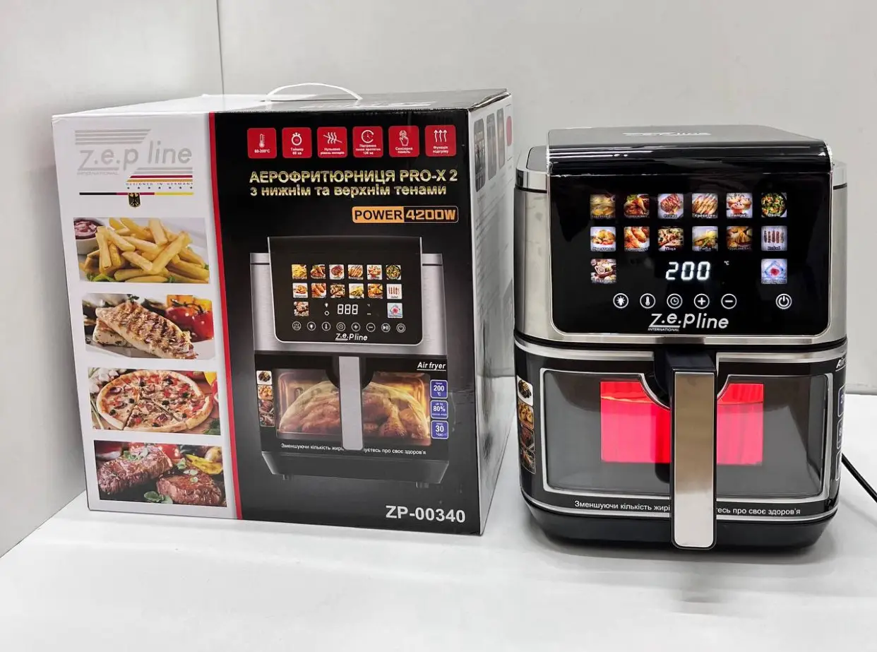 Мультипіч-аерогриль Zepline XL-Chef (13 л) з подвійною системою нагріву 4200 Вт та 14 автоматичними програмами, фото 1