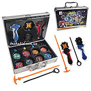 Ігровий набір бейблейд 8 блейдів + 2 запуски, 2 ручки в Кейсі Beyblade Burst