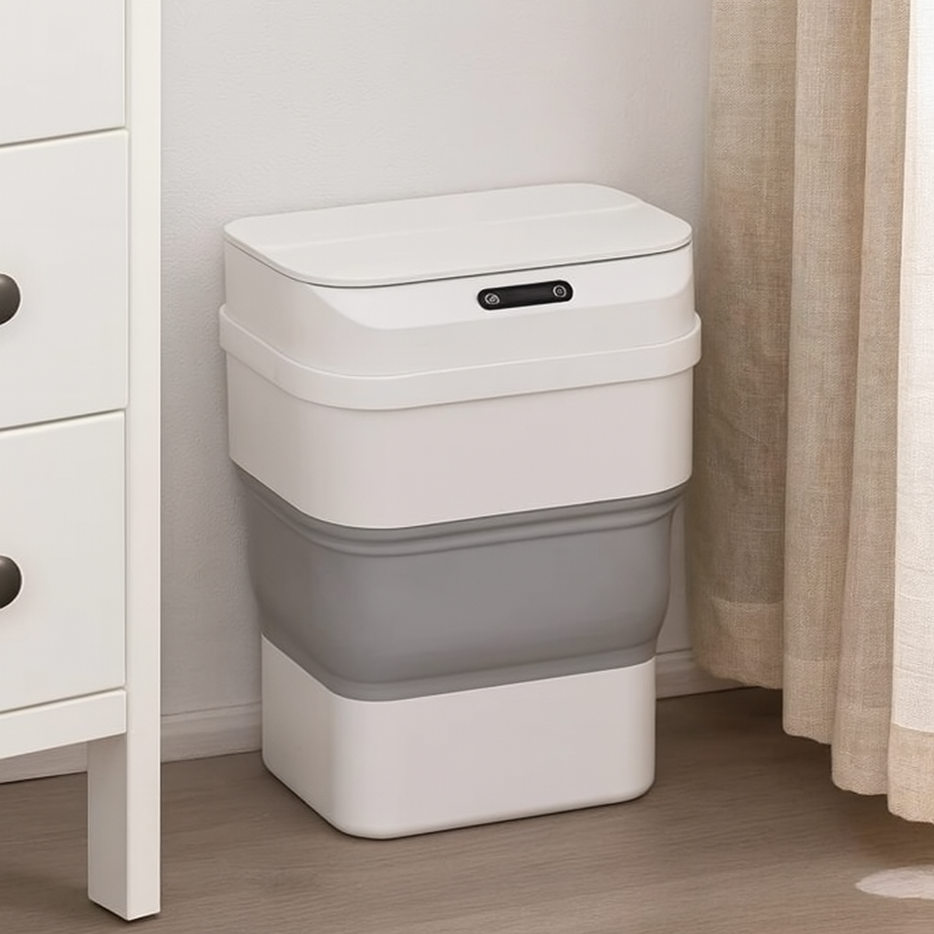 Сенсорне відро для сміття 17.5 л складне в кімнату кошик в офіс контейнер урна в туалет бак органайзер для сміття, фото 1